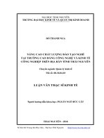 Nâng cao chất lượng đào tạo nghề tại trường cao đẳng công nghệ và kinh tế công nghiệp trên địa bàn tỉnh Thái Nguyên  Đỗ Thanh Nga.