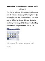 kinh doanh trên mạng xã hội lợi ích nhiều, chi phí ít