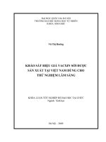 khảo sát hiệu giá vacxin sởi được sản xuất tại việt nam dùng cho thử nghiệm lâm sàng