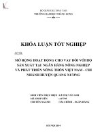 mở rộng hoạt động cho vay đối với hộ sản xuất tại ngân hàng nông nghiệp và phát triển nông thôn việt nam - chi nhánh huyện quảng xương