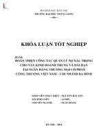 hoàn thiện công tác quản lý nợ xấu trong cho vay kinh doanh chung và dài hạn tại ngân hàng thương mại cổ phần công thương việt nam - chi nhánh ba đình