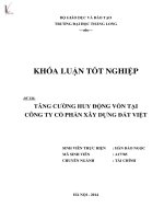 tăng cường huy động vốn tại công ty cổ phần xây dựng đất việt