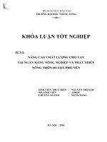 nâng cao chất lượng cho vay tại ngân hàng nông nghiệp và phát triển nông thôn huyện phố yên