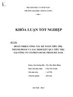 hoàn thiện công tác kế toán tiêu thụ thành phẩm và xác định kết quả tiêu thụ tại công ty cổ phần dược phẩm hà nam
