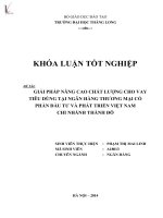 giải pháp nâng cao chất lượng cho vay tiêu dùng tại ngân hàng thương mại cổ phần đầu tư và phát triển việt nam - chi nhánh thành đô