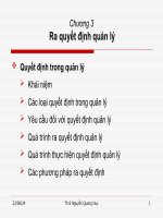 Slide bài giảng môn khoa học quản lý: Chương 3: ra quyết định quản lý