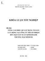 nâng cao hiệu quả sử dụng tài sản lưu động tại công ty trách nhiệm hữu hạn sản xuất kinh doanh thương mại minh hà