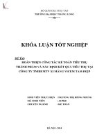 hoàn thiện công tác kế toán tiêu thụ thành phẩm và xác định kết quả tiêu thụ tại công ty tnhh mtv xi măng vicem điệp