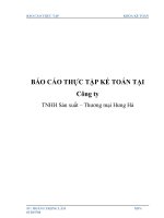 báo cáo thực tập kế toán tại công ty tnhh sản xuất – thương mại hưng hà