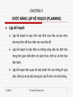 Slide bài giảng môn khoa học quản lý: Chương 5: chức năng lập kế hoạch