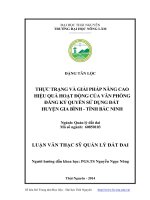 thực trạng và giải pháp nâng cao hiệu quả hoạt động của văn phòng đăng ký quyền sử dụng đất huyện gia bình - tỉnh bắc ninh
