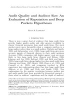 lennox - 1999 - audit quality and auditor size - an evaluation of reputation and deep pockets hypotheses