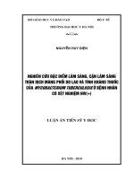 nghiên cứu đặc điểm lâm sàng, cận lâm sàng  tràn dịch màng phổi do lao và tính kháng thuốc  của mycobacterium tuberculosis ở bệnh nhân  có xét nghiệm hiv(+)