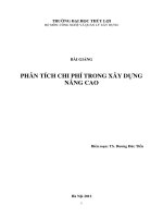 Bài giảng Phân tích chi phí trong xây dựng nâng cao