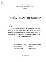 nâng cao hiệu quả hoạt động thanh toán quốc tế theo phương thức tín dụng chứng từ tại ngân hàng thương mại cổ phần đầu tư và phát triển việt nam - chi nhánh thành đô