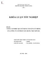 nâng cao hiệu quả sử dụng tài sản lưu động của công ty cổ phần xây dựng việt sơn hà