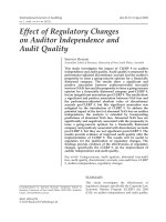hossain - 2013 - effect of regulatory changes on auditor independence and audit quality