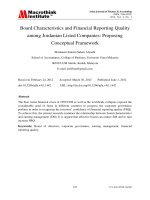 alzoubi - 2012 - board characteristics and financial reporting quality among jordanian listed companies