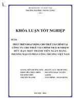 phát triển hoạt động cho thuê tài chính tại công ty cho thuê tài chính trách nhiệm hữu hạn một thành viên ngân hàng thương mại cổ phần công thương việt nam