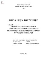 một số giải pháp hoàn thiện công tác tuyển dụng của công ty trách nhiệm hữu hạn một thành viên nước sạch số 2 hà nội