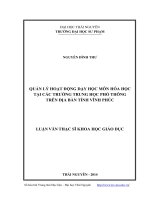 quản lý hoạt động dạy học môn hóa học tại các trường trung học phổ thông trên địa bàn tỉnh vĩnh phúc