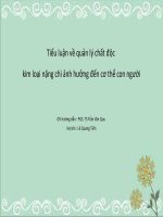 Tiểu luận về quản lý chất độc kim loại nặng chì ảnh hưởng đến cơ thể con người