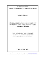 nâng cao chất lượng nguồn nhân lực thanh niên nông thôn ở huyện đại từ tỉnh thái nguyên