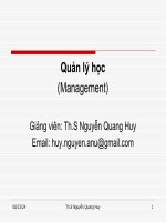 Slide bài giảng môn khoa học quản lý: Chương 1: tổng quan về quản lý tổ chức