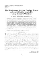 knechel and vanstraelen - 2007 - the relationship between auditor tenure and audit quality implied by going concern opinions
