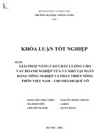 giải pháp nâng cao chất lượng cho vay doanh nghiệp vừa và nhỏ tại ngân hàng nông nghiệp và phát triển nông thôn việt nam - chi nhánh quế võ