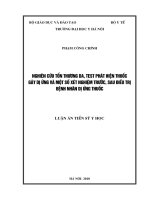 nghiên cứu tổn thương da, test phát hiện thuốc  gây dị ứng và một số xét nghiệm trước, sau điều trị bệnh nhân dị ứng thuốc