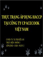 Báo cáo môn quản trị chất lượng THỰC TRẠNG ÁP DỤNG HACCP TẠI CÔNG TY CP ACECOOK VIỆT NAM
