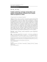 liu and liu - 2008 - auditor switching, earnings manipulation and auditor independence - evidence from a-share listed companies in china