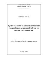 Tự chủ tài chính và công khai tài chính trong các đơn vị sự nghiệp có thu tại Đại học Quốc Gia Hà Nội
