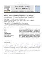jaggi et al - 2009 - family control, board independence and earnings management evidence based on hong kong firms