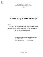 nâng cao hiệu quả sử dụng tài sản ngắn hạn của công ty trách nhiệm hữu hạn đại trung