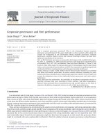 bhagat and bolton - 2008 - corporate governance and firm performance