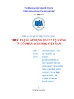 TIỂU LUẬN QUẢN TRỊ CHẤT LƯỢNG THỰC TRẠNG ÁP DỤNG HACCP TẠI CÔNG TY CỔ PHẦN ACECOOK VIỆT NAM