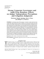 jennings et al - 2006 - strong corporate governance and audit firm rotation- effects on judges' independence perceptions and litigation judgments