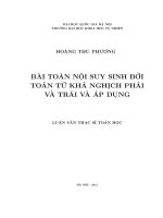 bài toán nội suy sinh bởi toán tử khả nghịch phải và trái và áp dụng
