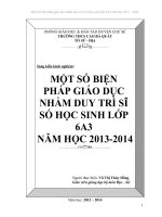 MỘT SỐ BIỆN PHÁP GIÁO DỤC NHẰM DUY TRÌ SĨ SỐ HỌC SINH LỚP 6A3