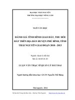 đánh giá tình hình giao đất, thu hồi đất trên địa bàn huyện phú bình, tỉnh thái nguyên giai đoạn 2010-2013