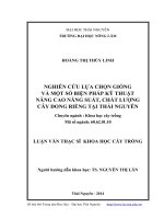 nghiên cứu lựa chọn giống và một số biện pháp kỹ thuật nâng cao năng suất, chất lượng cây dong riềng tại thái nguyên