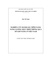 đánh giá tiềm năng năng lượng mặt trời ở việt nam theo số liệu quan trắc khí tượng thủy văn