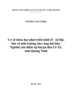 cơ sở khoa học phát triển kinh tế - xã hội, bảo vệ môi trường cho vùng hải đảo  nghiên cứu điểm tại huyện đảo cô tô, tỉnh quảng ninh