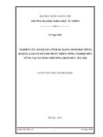 nghiên cứu đánh giá tính đa dạng sinh học đồng ruộng làm cơ sở cho phát triển nông nghiệp bền vững tại xã song phương, hoài đức, hà nội