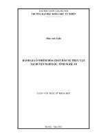 đánh giá ô nhiễm hóa chất bảo vệ thực vật tại huyện nghi lộc, tỉnh nghệ an