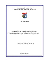 định hướng quy hoạch sử dụng đất huyện tân lạc, tỉnh hòa bình đến năm 2020