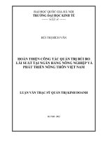 hoàn thiện công tác quản trị rủi ro lãi suất tại ngân hàng nông nghiệp và phát triển nông thôn việt nam