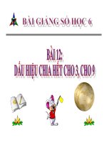 bài giảng số học 6 chương 1 bài 12 dấu hiệu chia hết cho 3, cho 9